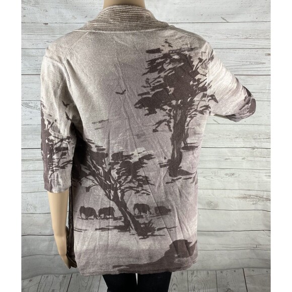 Chico's Size 1 Cardigan African Savanna Elephant Print - Picture 9 of 12